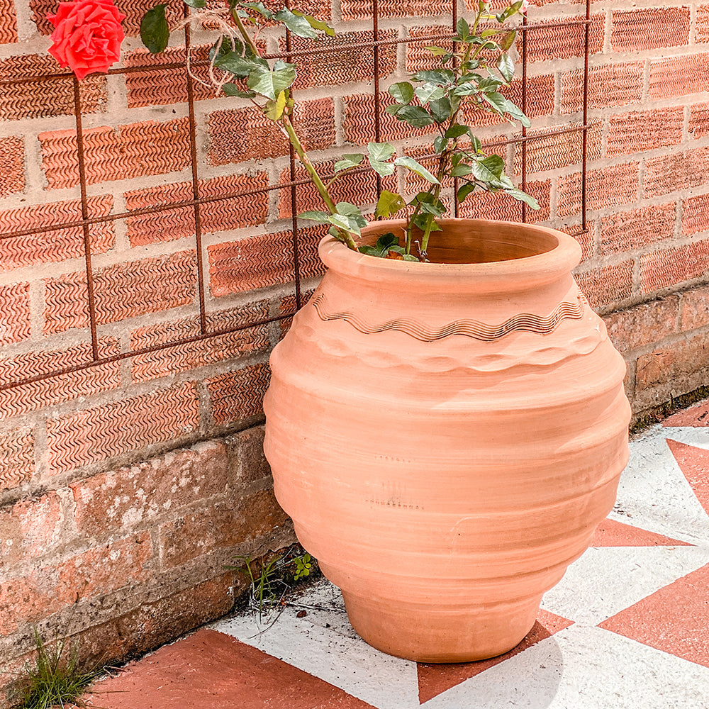 Frostproof Extra Large Ornate Grecian Terracotta Pot - W70 X H65cm
