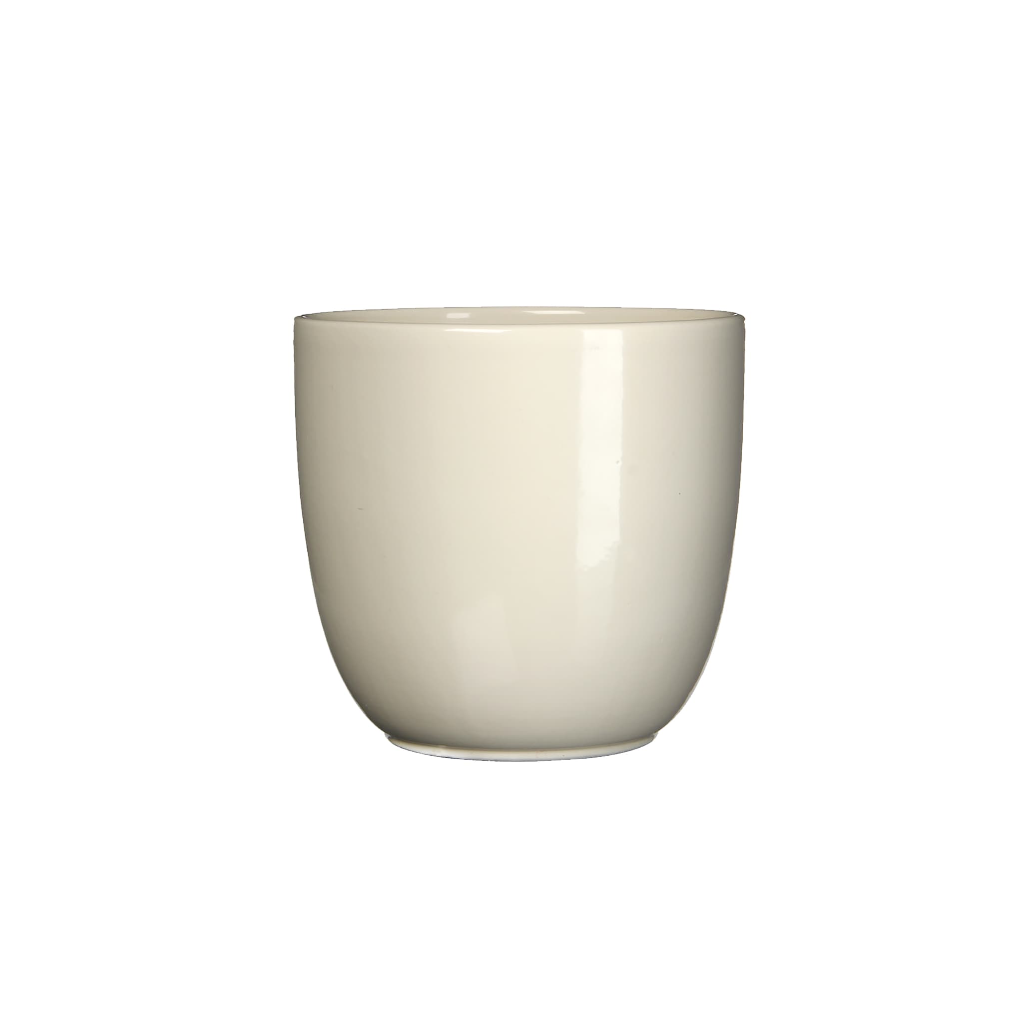 Gloss Cream Ceramic Indoor Plant Pot - W17xh16cm