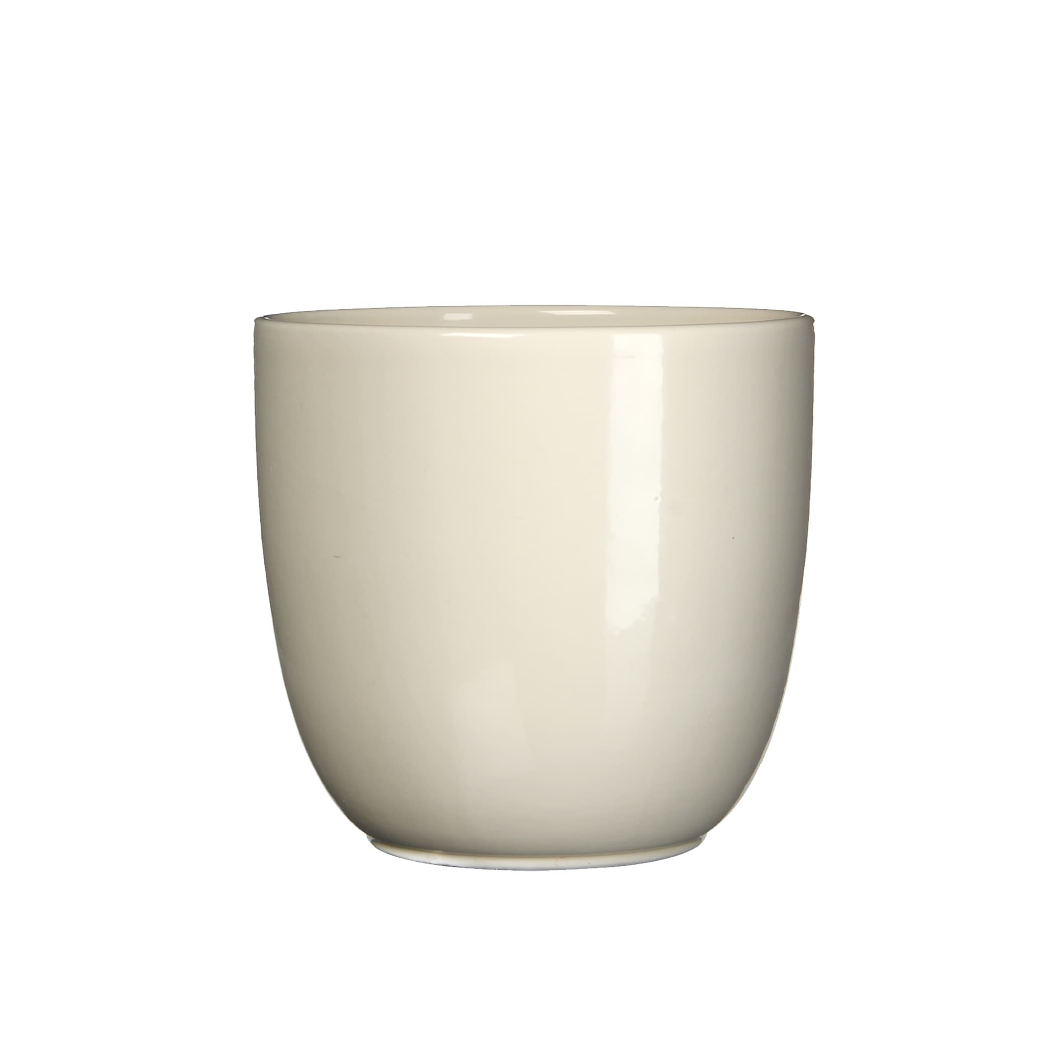 Gloss Cream Ceramic Indoor Plant Pot - W22xh20cm