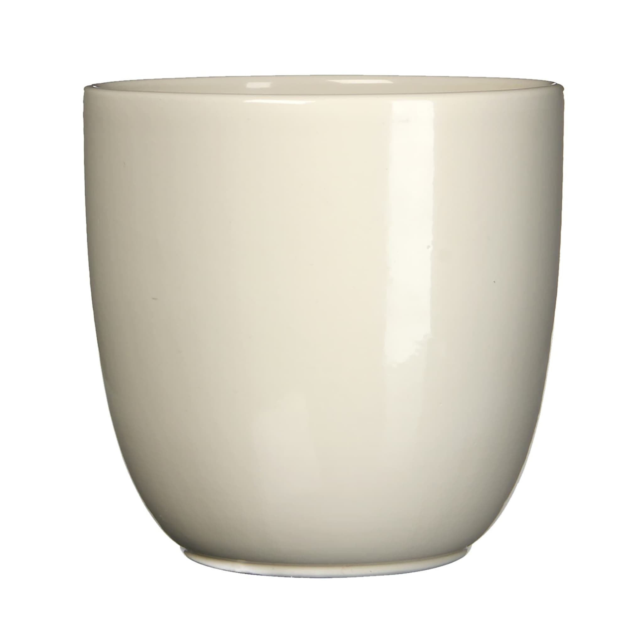 Gloss Cream Ceramic Indoor Plant Pot - W31x28cm