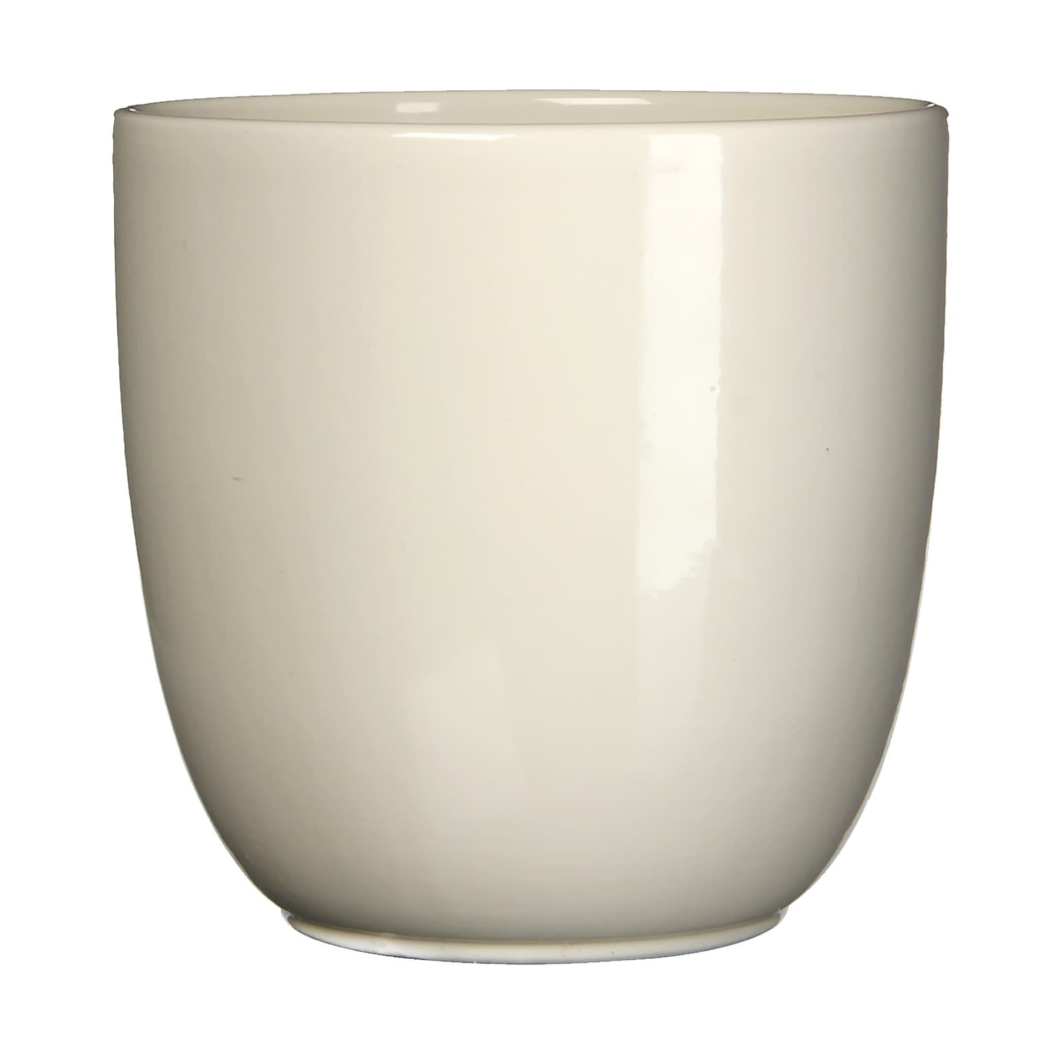 Gloss Cream Ceramic Indoor Plant Pot - W35xh31cm