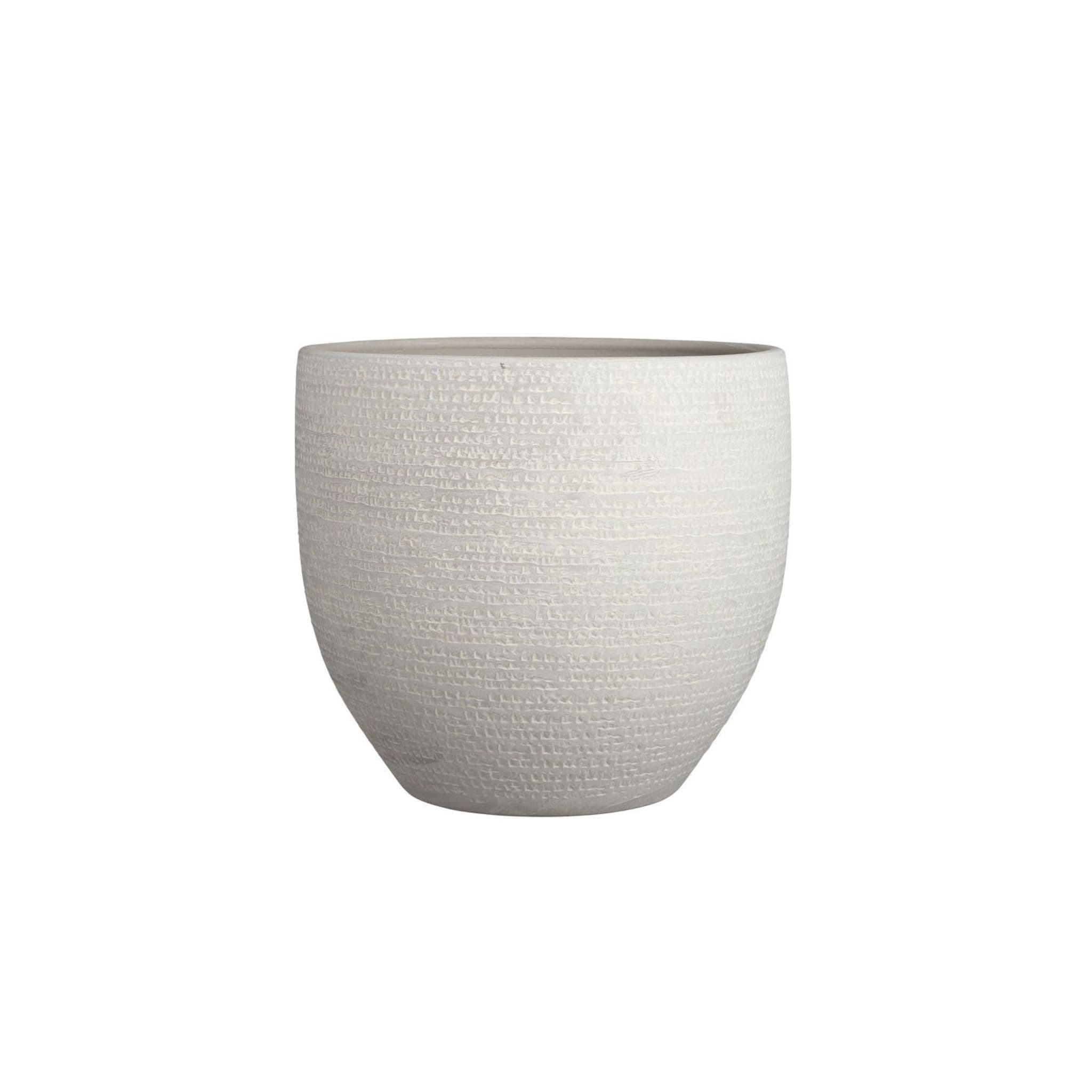 Grey Textured Round Ceramic Indoor Plant Pot - W20 X H18cm