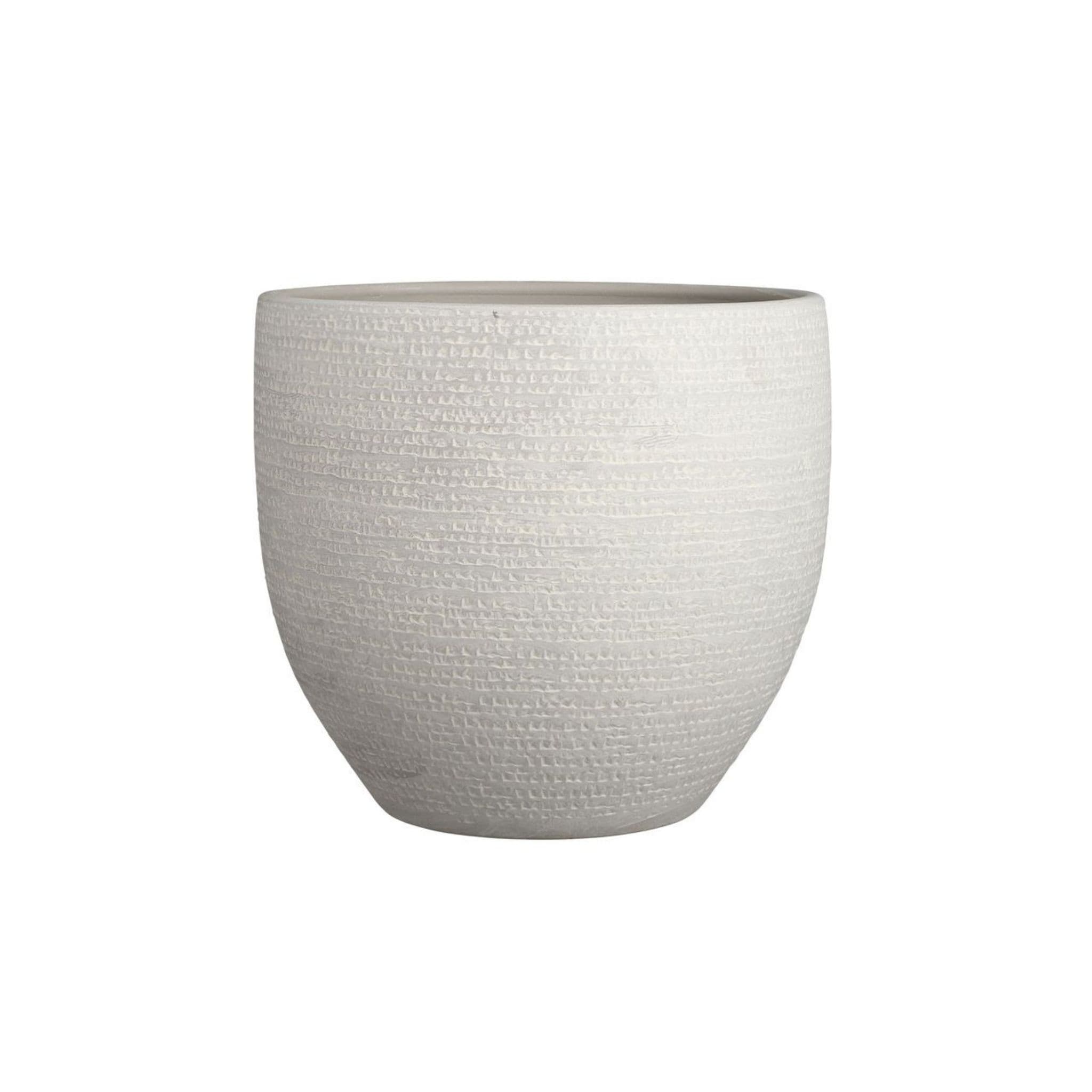 Grey Textured Round Ceramic Indoor Plant Pot - W24 X H22cm