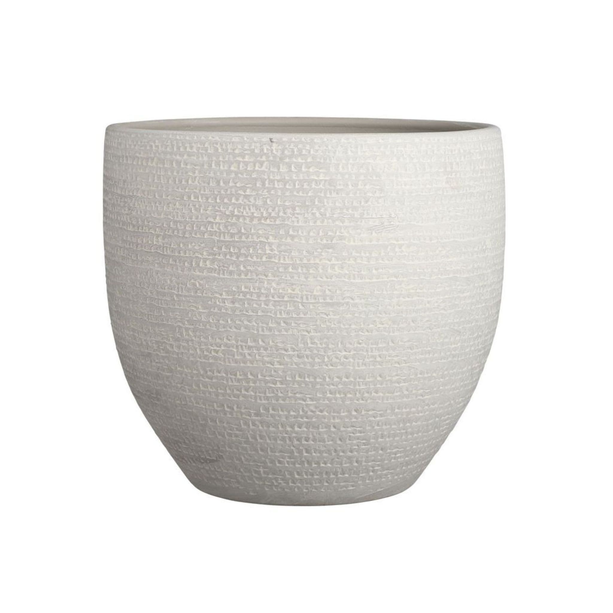 Grey Textured Round Ceramic Indoor Plant Pot - W29 X H26cm