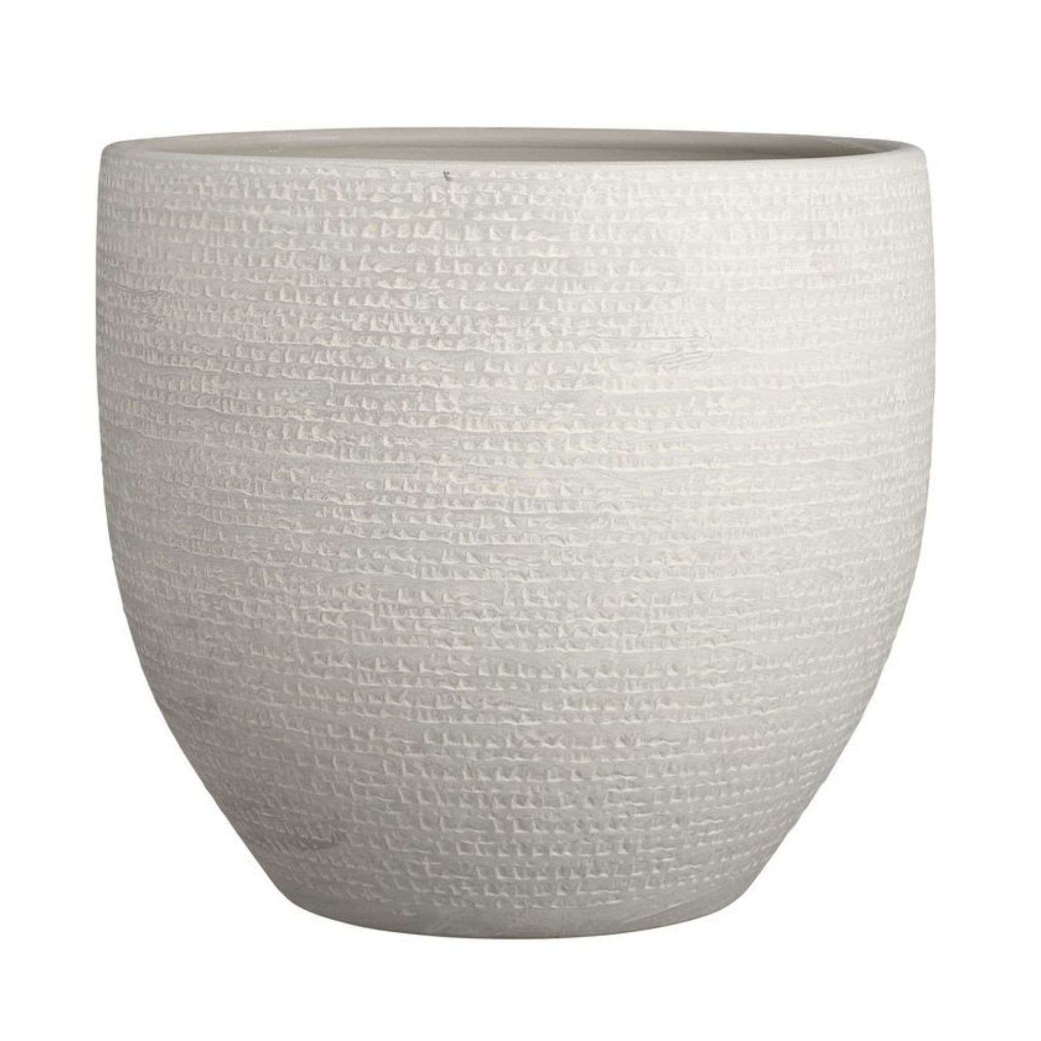 Grey Textured Round Ceramic Indoor Plant Pot - W35 X H32cm