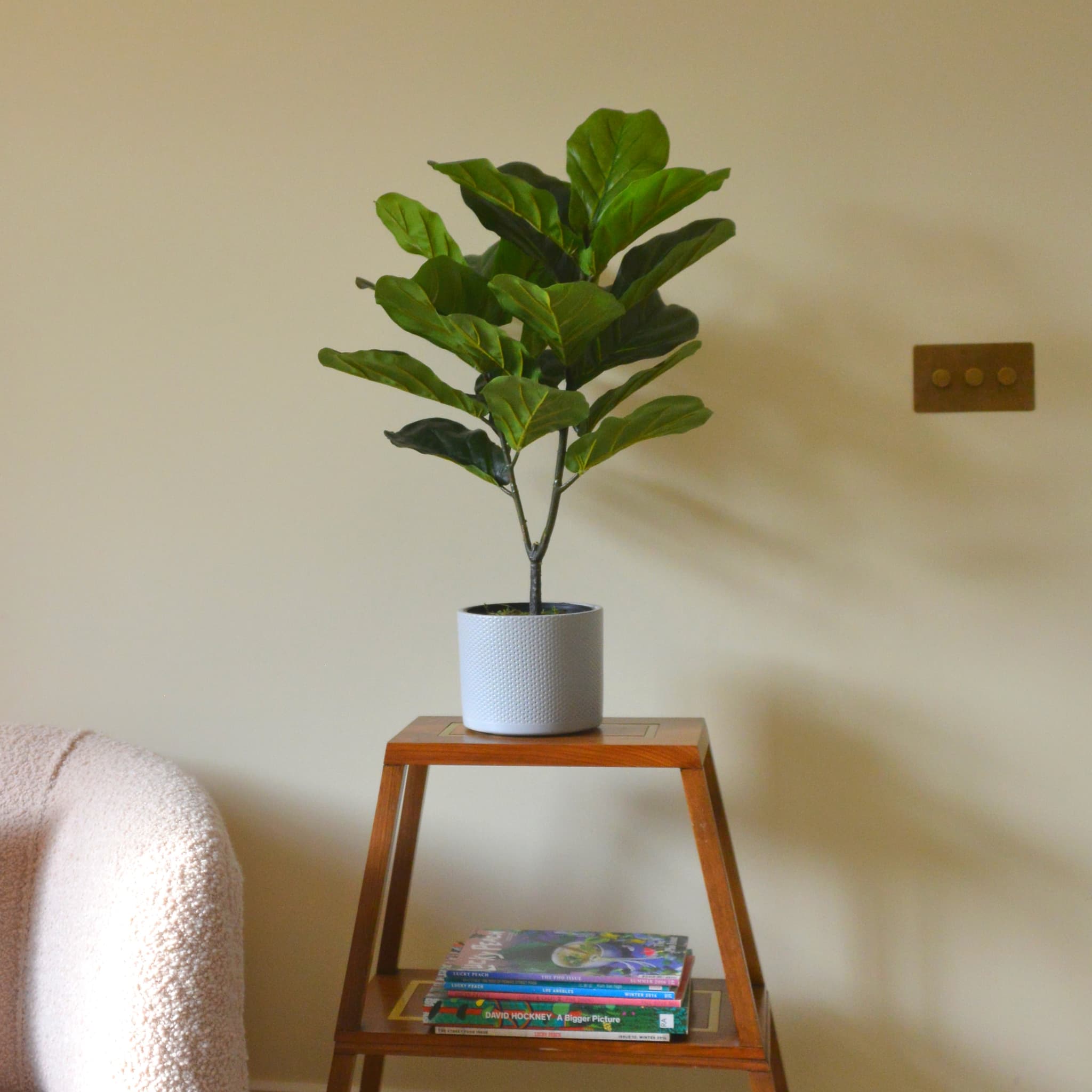 Indoor Ceramic Light Grey Matt Plant Pot With Dimple Texture  W28 X H26cm