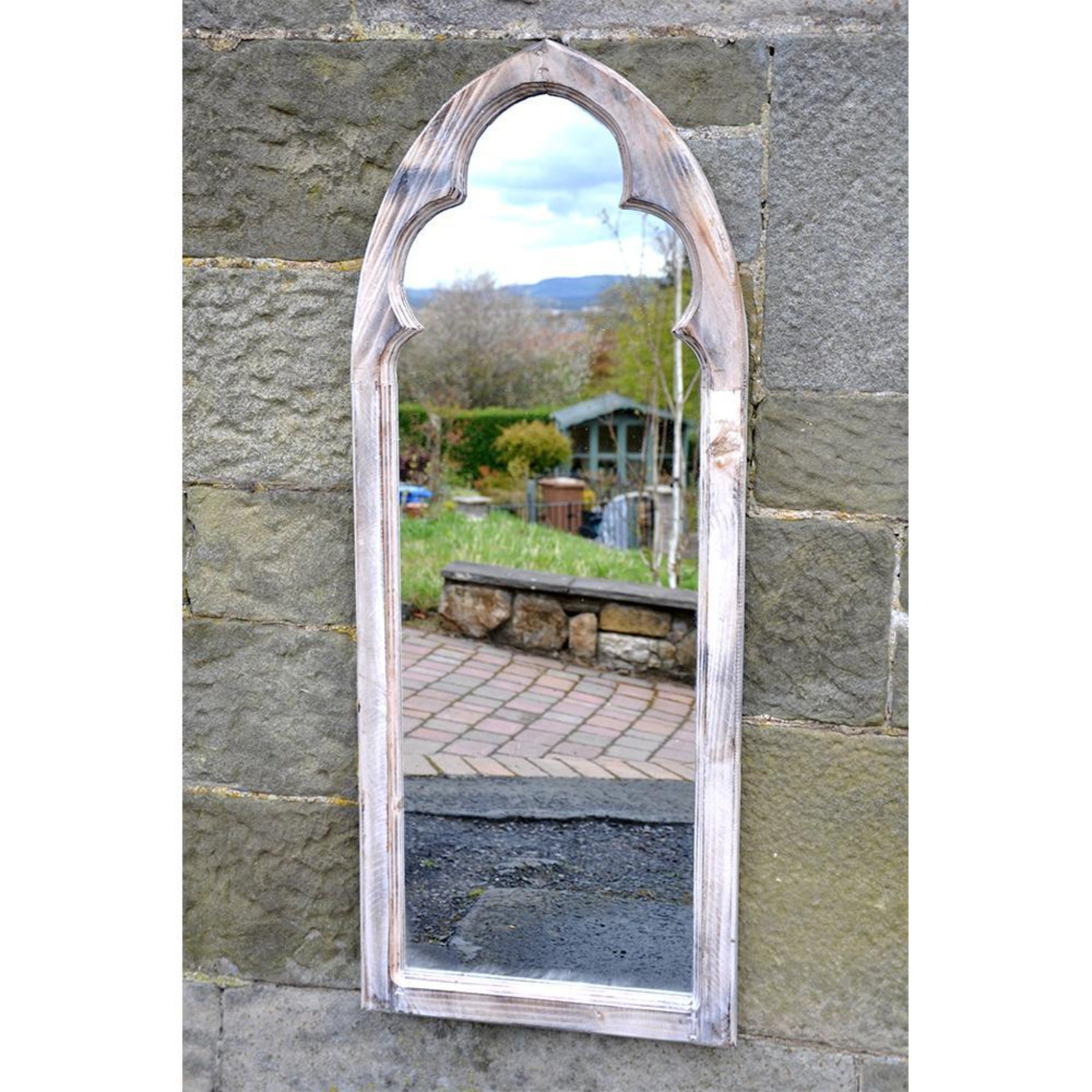 Large Grey Wood  Garden Mirror