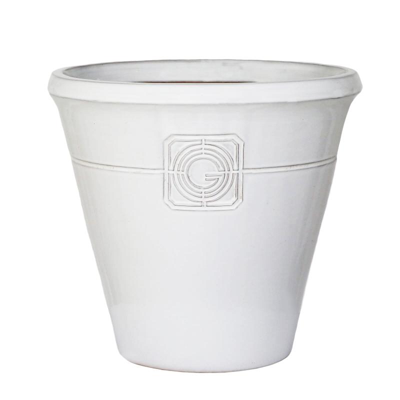 Large White Frostproof Clay Plant Pot - W42 X H39cm