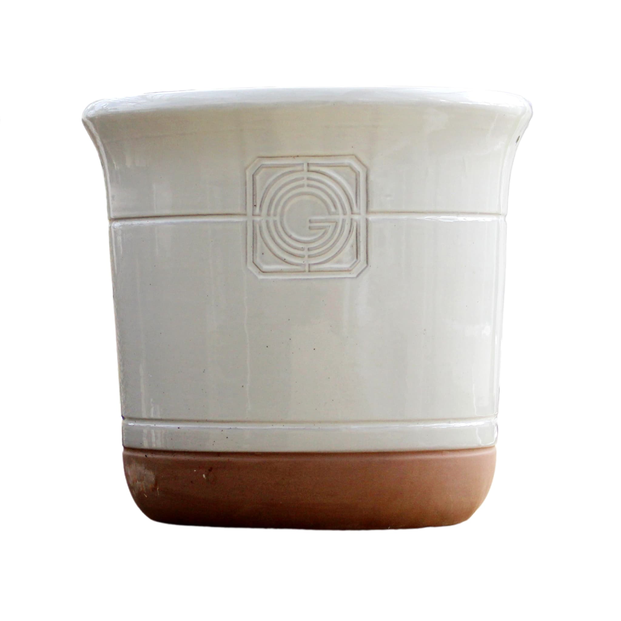 Loudon White Smoke Classical Glazed Planter - W19 X H18 Cm