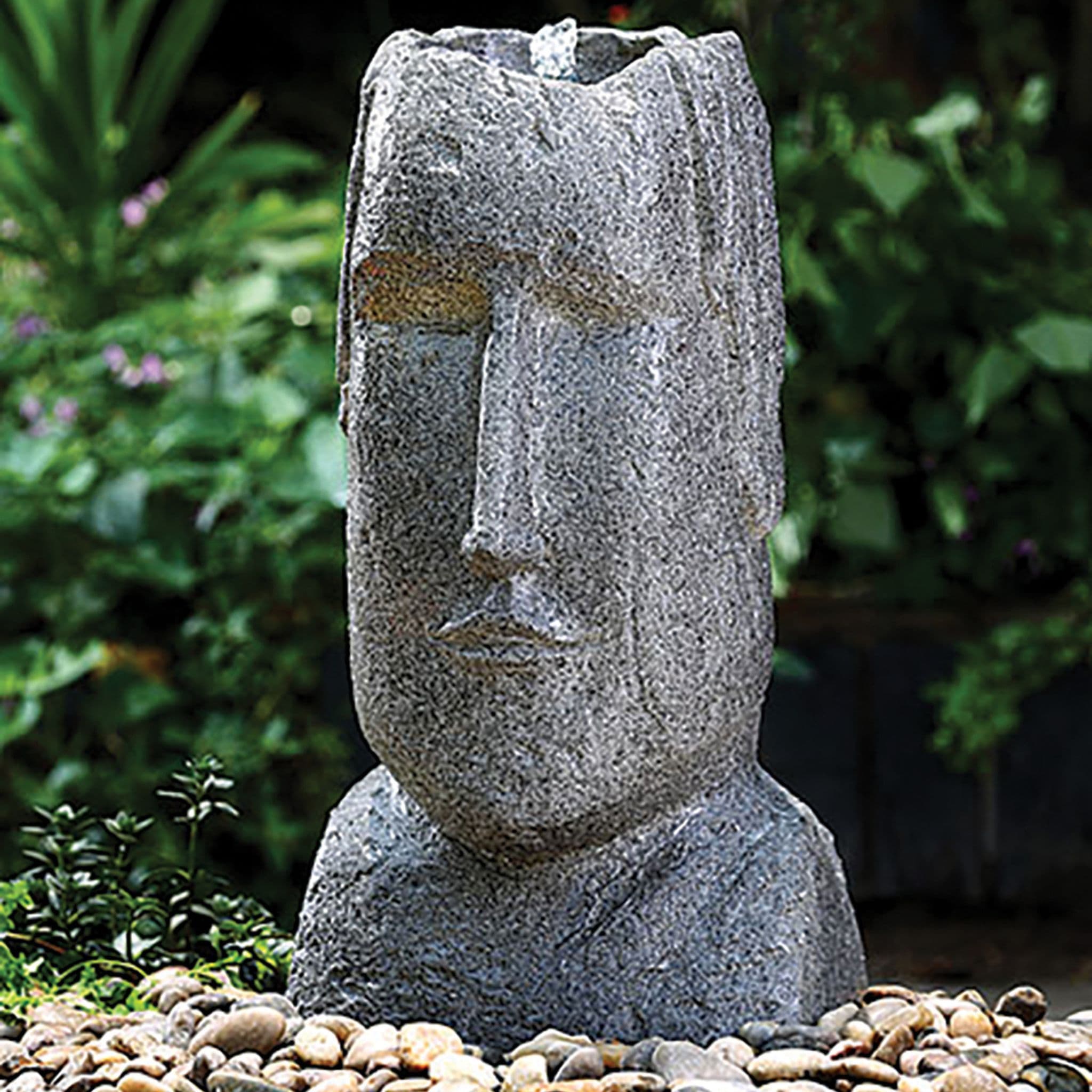 Outdoor Water Feature With Led LightandPump  Moai Easter Island Head  60cm