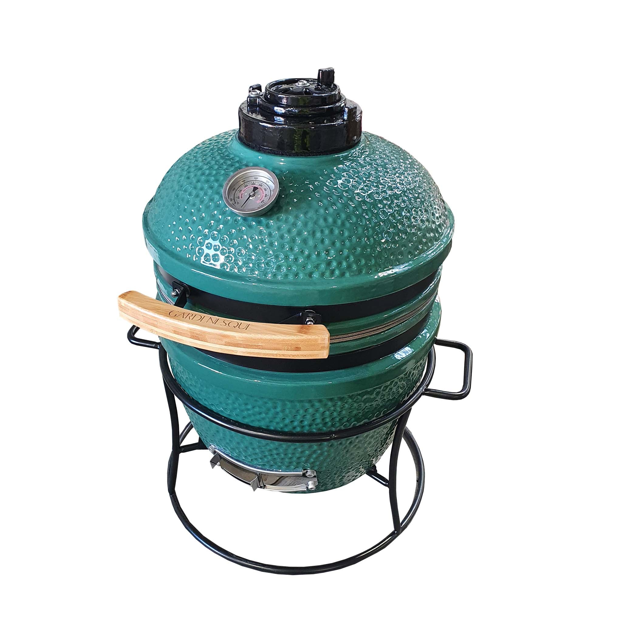 Portable Kamado Ceramic Grill Barbecue 15 Inch - Deep Green