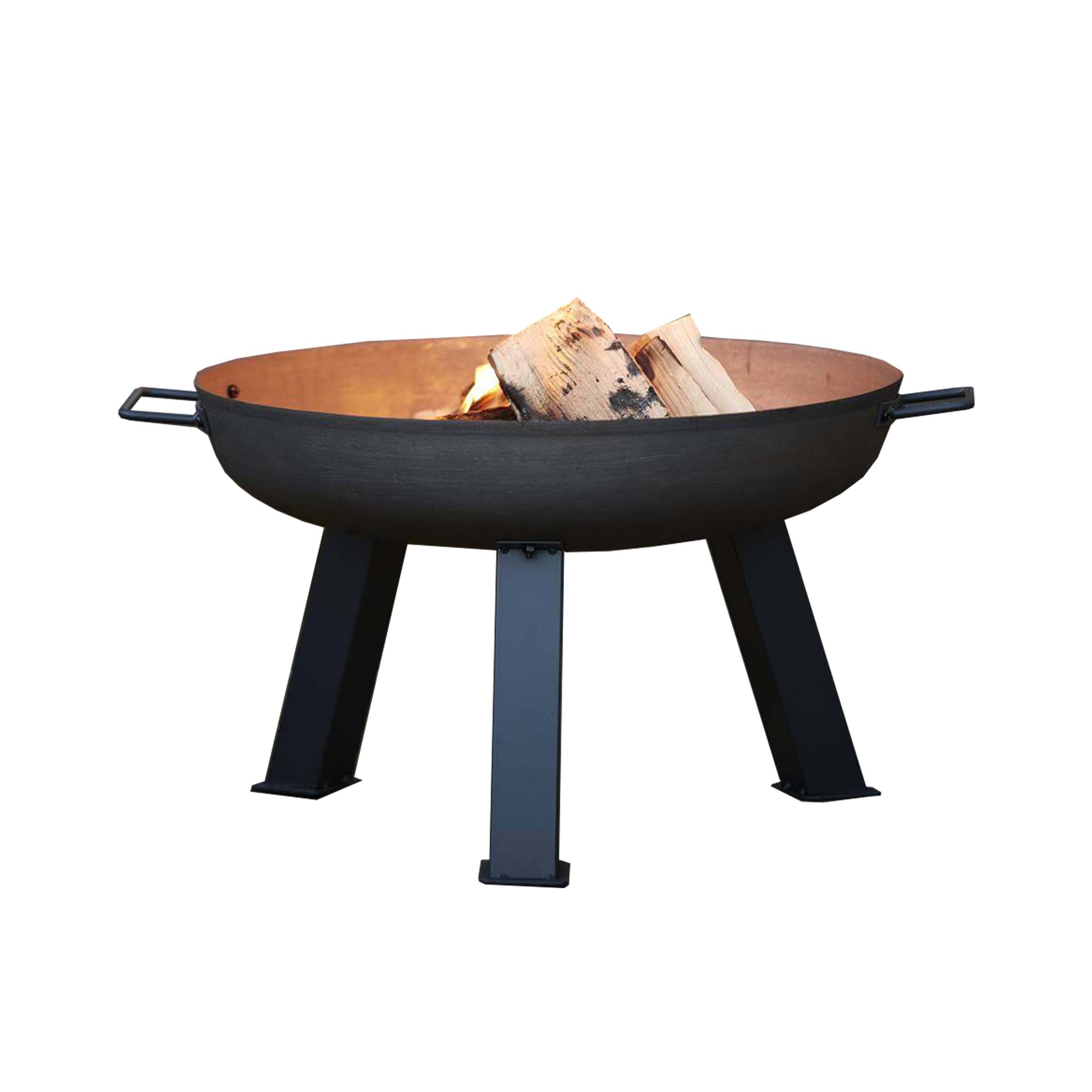 Round Outdoor Cast Iron Fire Pit With Legs - 55cm