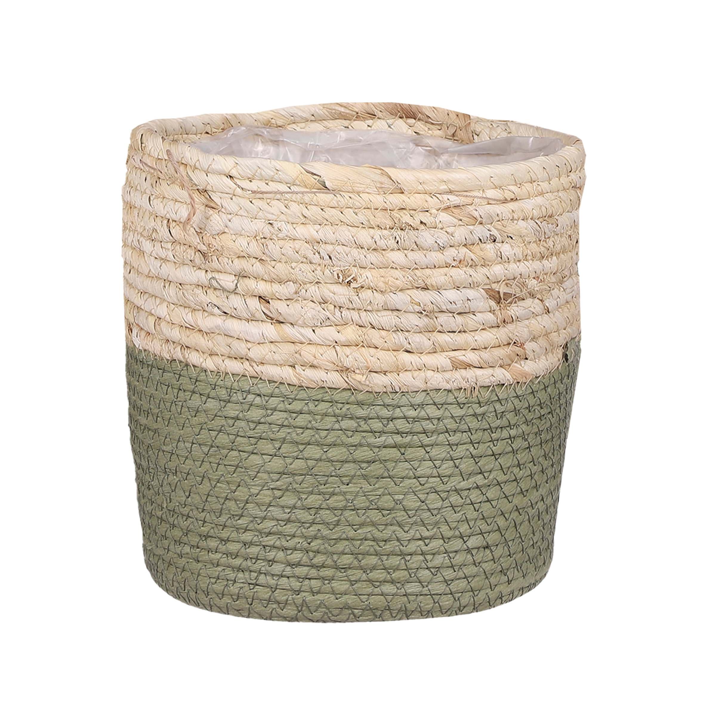 Sage Indoor Woven Basket Green Plant Pot - 23cm