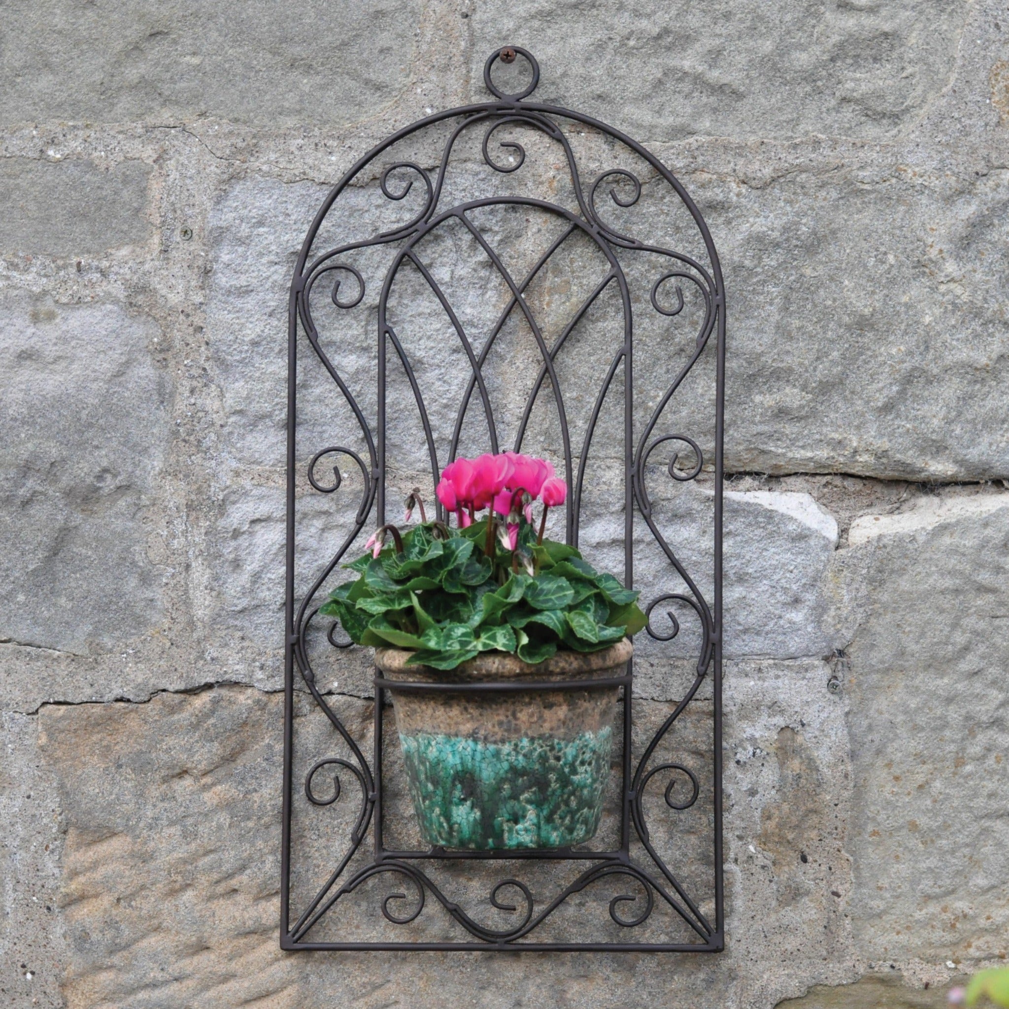 Single Pot Ornate Metal Wall Planter