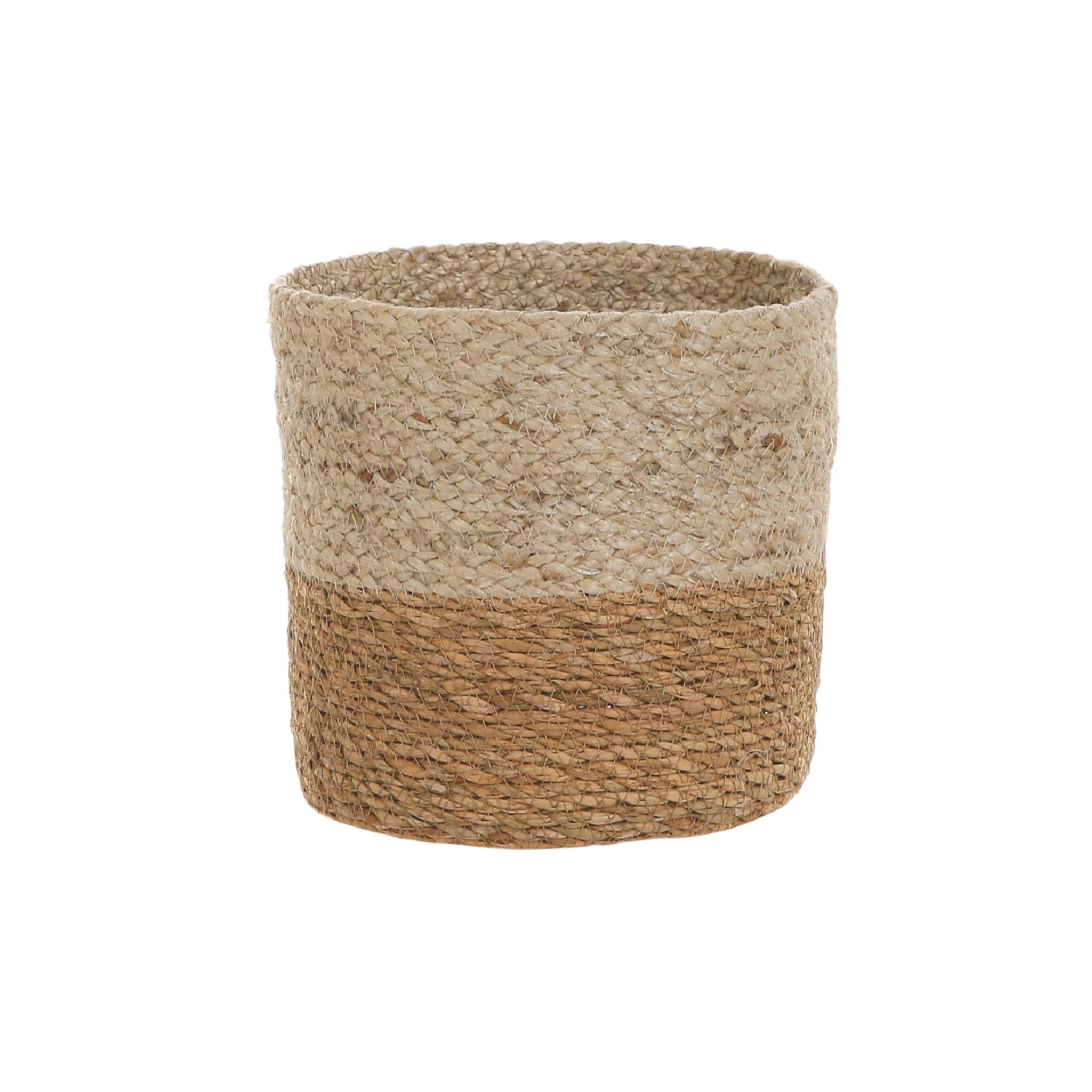 Small Seagrass Basket Indoor Plant Pot  Two Tone  W12 X H12cm