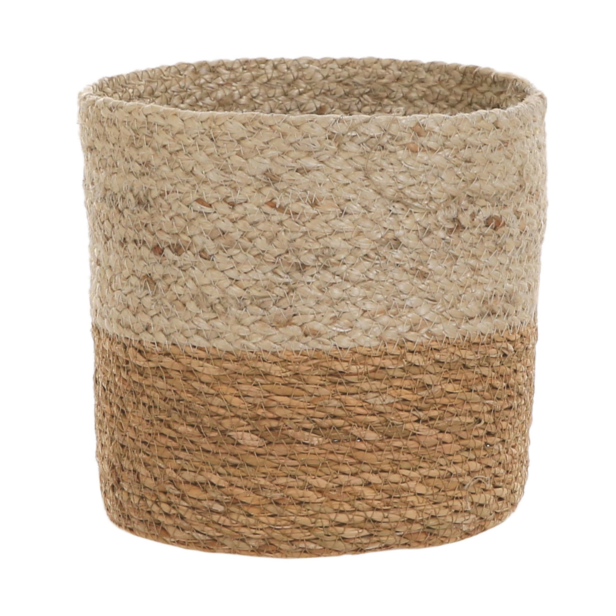 Small Seagrass Basket Indoor Plant Pot  Two Tone  W20 X H20cm