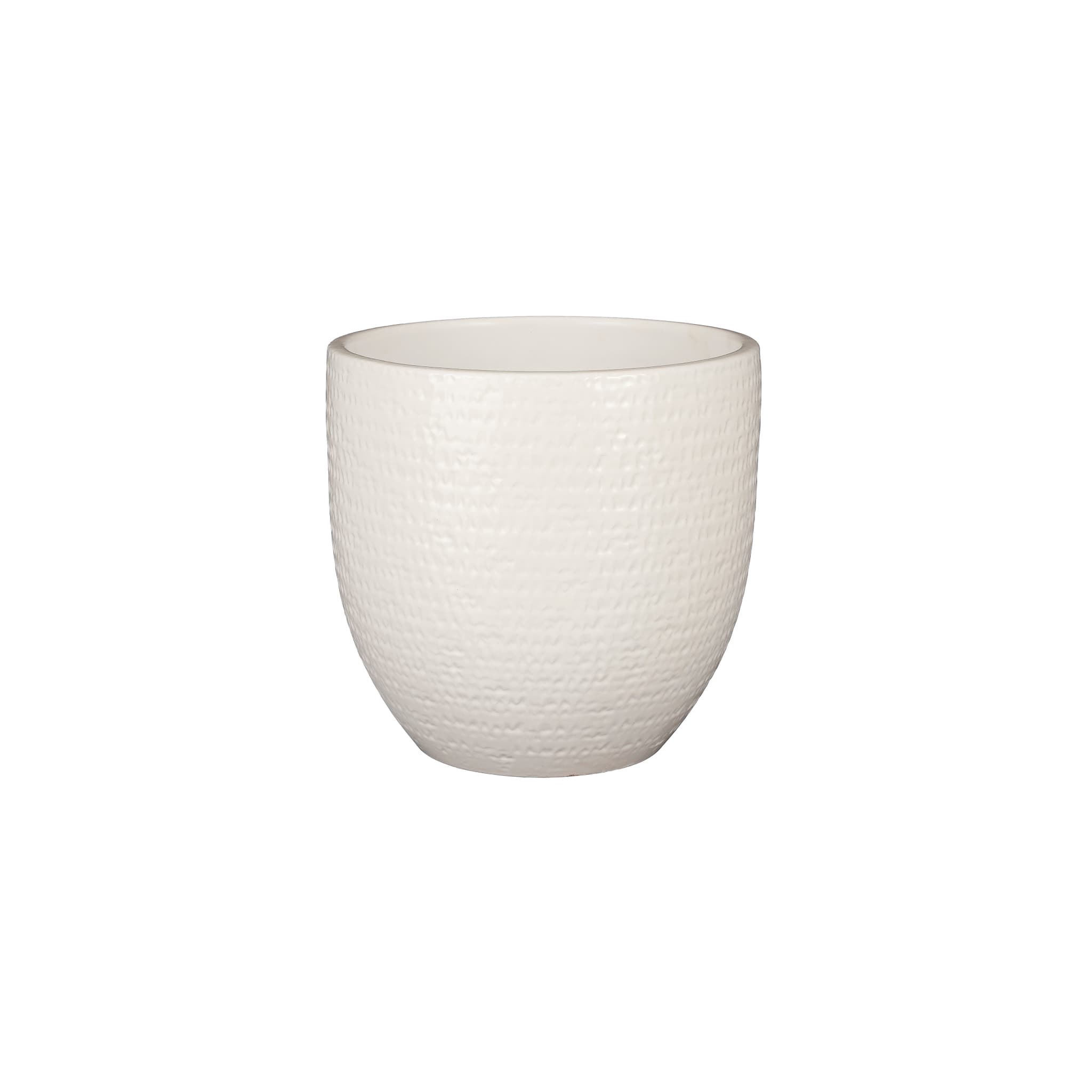 W20 X H18cm White Textured Round Indoor Ceramic Plant Pot