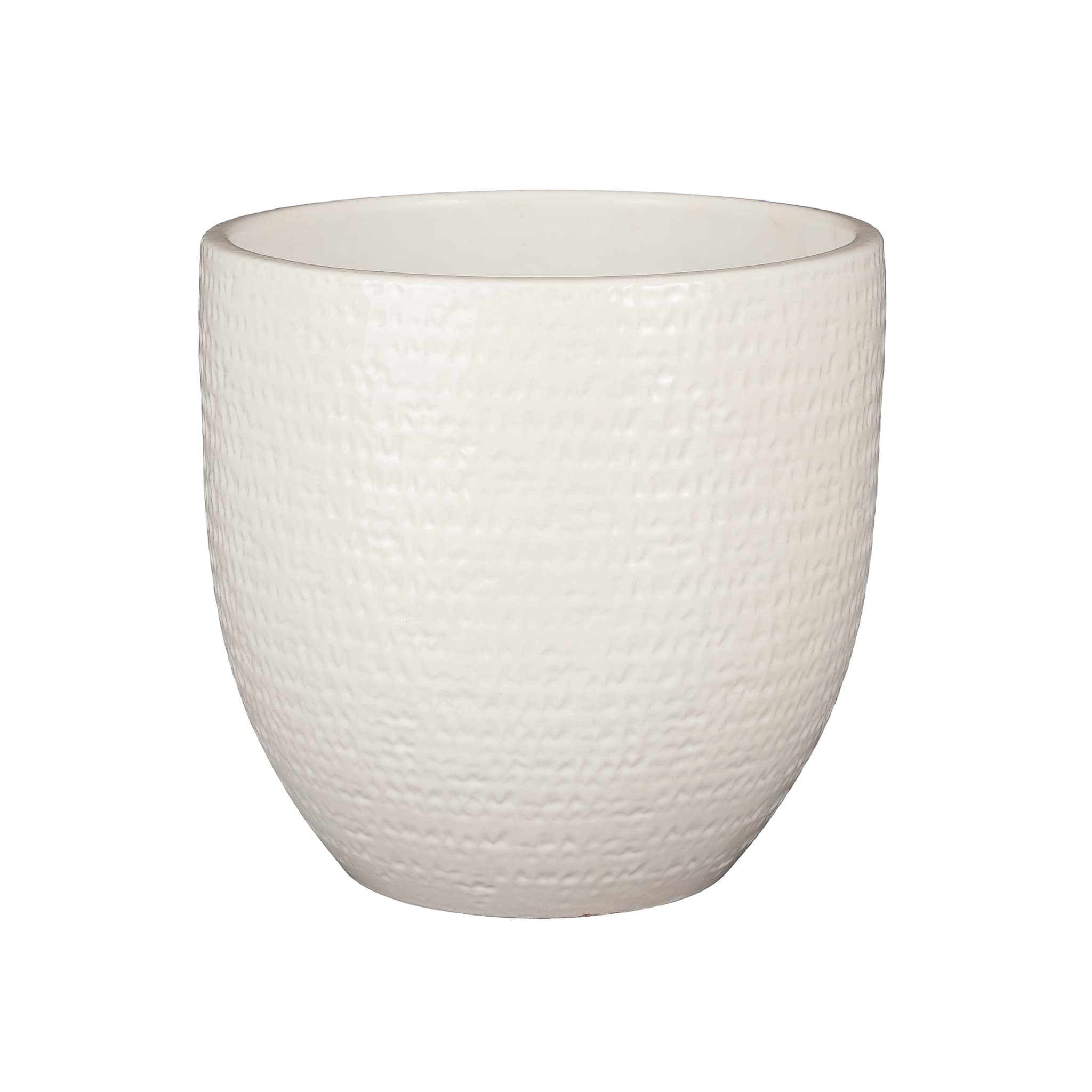 W29 X H26cm White Textured Round Indoor Ceramic Plant Pot