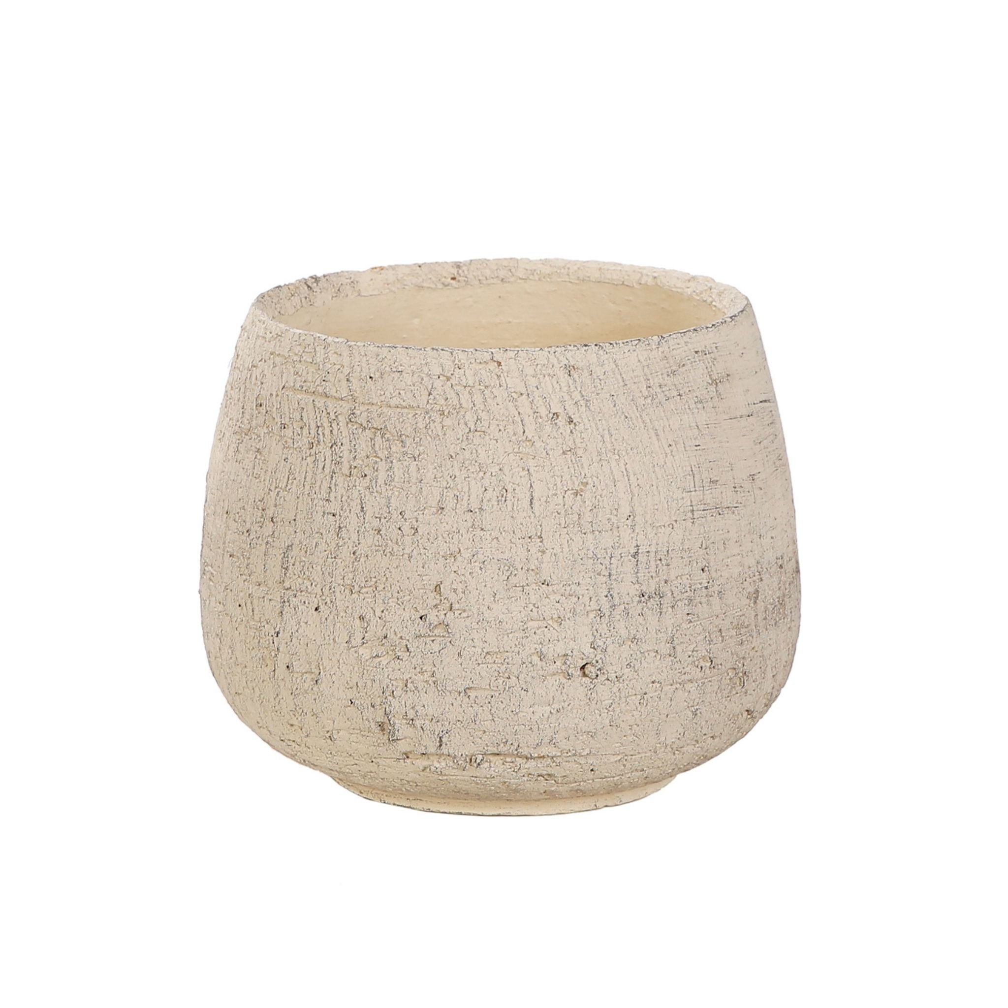 White Indoor Ceramic Plant Pot With Stone Texture - W21 X H17cm