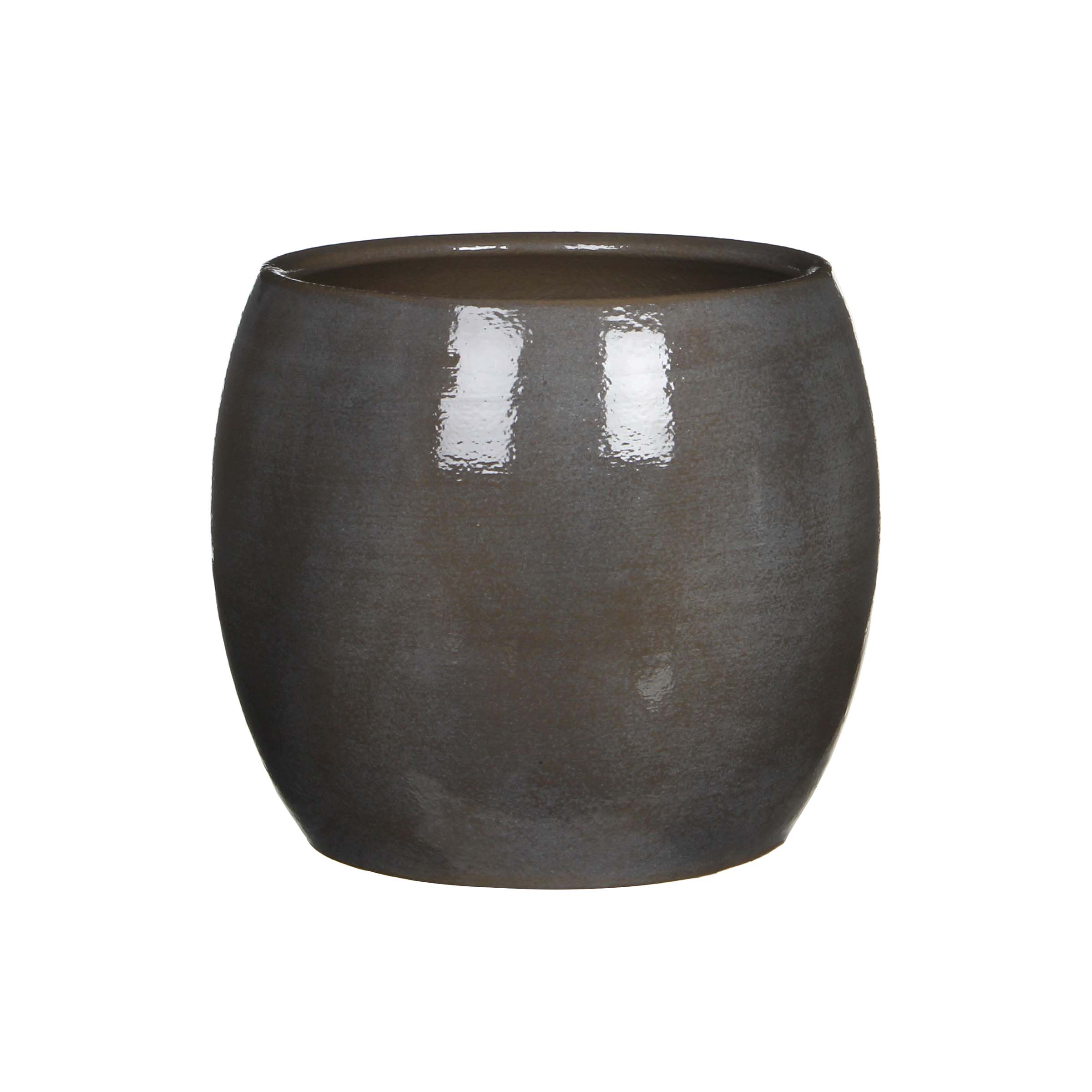 Charcoal Grey Metallic Round Indoor Plant Pot - 20cm
